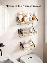Pipishell 3 Pieces Wall Shelves Wood and Metal Rustic Brown view 3