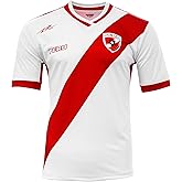 ARZA Sports Men’s Peru‑Inspired Soccer Fan Jersey – White/Red Short Sleeve V‑Neck Sublimated Performance Shirt