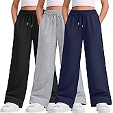 LessonZoo Teen Girls Sweatpants Wide Leg Drawstring Baggy Pants Straight Leg Athletic Trousers with Pockets Size 5-14