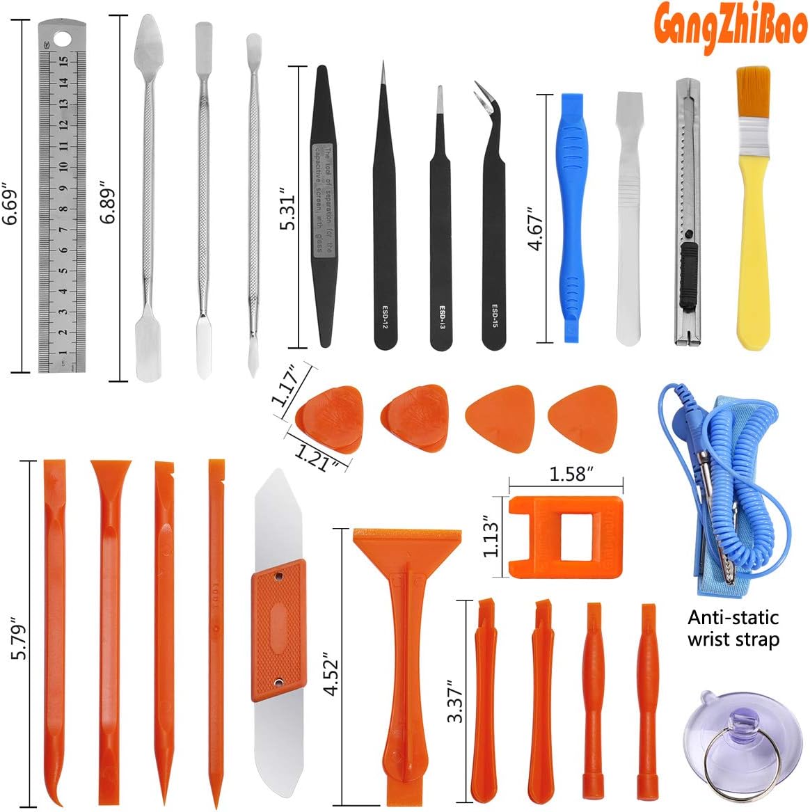 GANGZHIBAO 90pcs Electronics Repair Tool Kit Professional, Precision Screwdriver Set Magnetic for Fix Open Pry Cell Phone, Apple iPhone, Computer, PC, Laptop, Tablet, iPad, Macbook with Portable Bag: Electronics