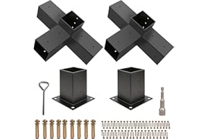 Grehitk Pergola Kit, Pergola Brackets 4-Way Right Angle Corner Bracket Woodworks DIY Post Base Kit, Wooden Beams for Gazebos, Patio Pergolas, Log Cabin Outdoor Pergola Hardware for 4x4 Lumber