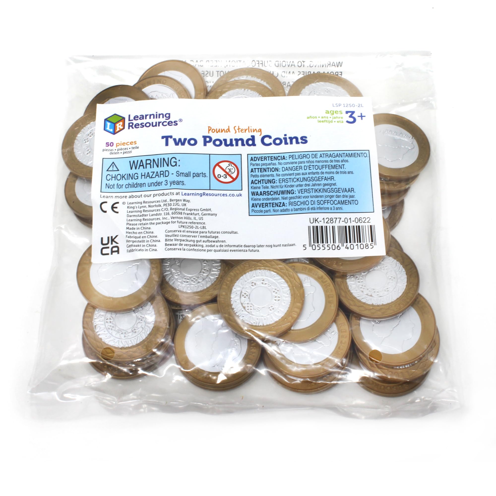 Learning Resources Two Pound Coins, Set of 50