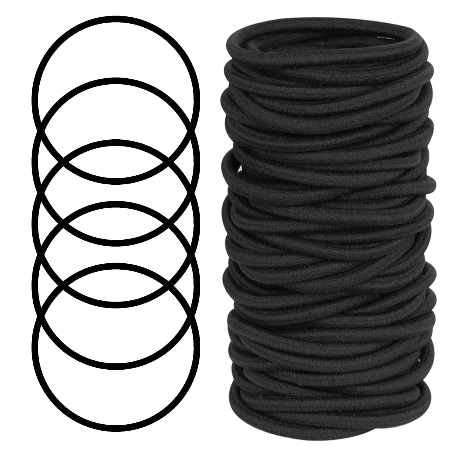 JOYSKY 200 Pcs Black Elastic Hair Bands 2mm Thin Hair Bobbles for Women Black hairbands Soft Hair Bands Without Metal suitable for Women Men Girls Kids