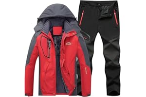 Generic Snow Suits for Mens Two Piece Ski Suits Warm Outdoor Ski Jacket and Pants Set Waterproof Insulated Snowmobile Suit