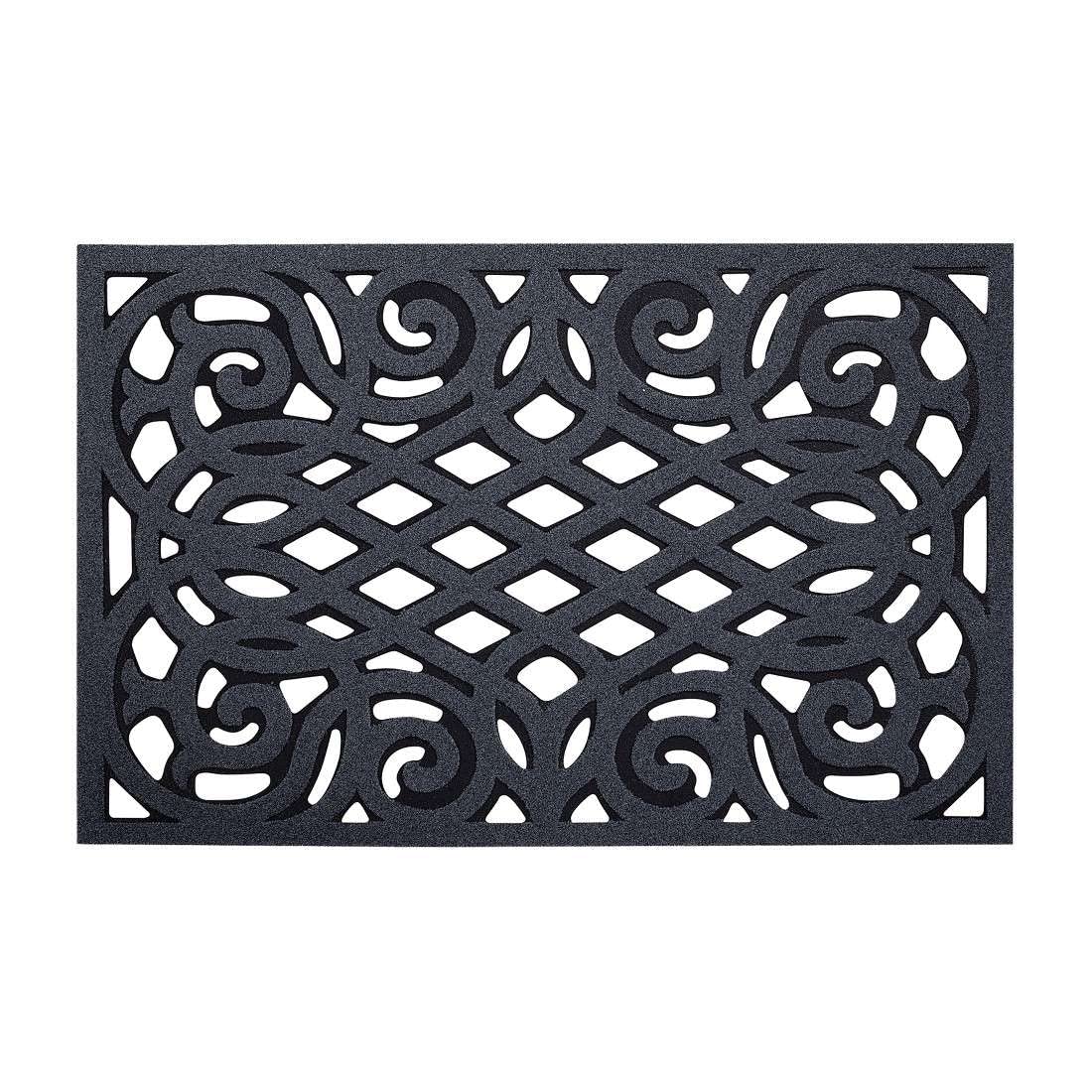 Nicoman Outdoor Doormat Decorative Stair Mats Heavy Duty Drainage Dirt Trapper Porch Rubber Skid Proof Anti Slip - (Large, Grey, 90 x 60cm)