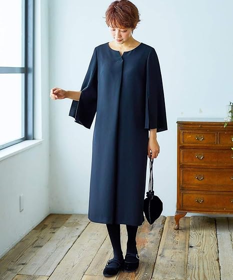 Amazon Nissen ニッセン スーツ 七分袖 防しわ ナチュラルさんの礼服 着脱楽々前開きキーネックワンピース ワンピース チュニック 通販