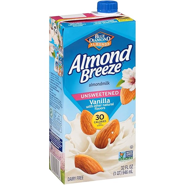 ALMOND BREEZE DAIRY FREE ALMONDMILK, UNSWEETENED VANILLA, 32 OUNCE (PACK OF 6)
