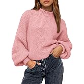 BTFBM Sweaters for Women Fall 2026 Crew Neck Lantern Long Sleeve Oversized Sweater Casual Knit Winter Pullover Tops