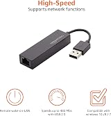Amazon Basics USB to Ethernet Adapter 10/100 Mbps LAN Network Card RJ45 Black view 3