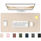 YSAGi 35.4" x 17" Large PU Leather Desk Mat for Keyboard and Mouse - Waterproof Non-Slip Desk Pad Protector for Office, Home, Writing Desk, Beige,