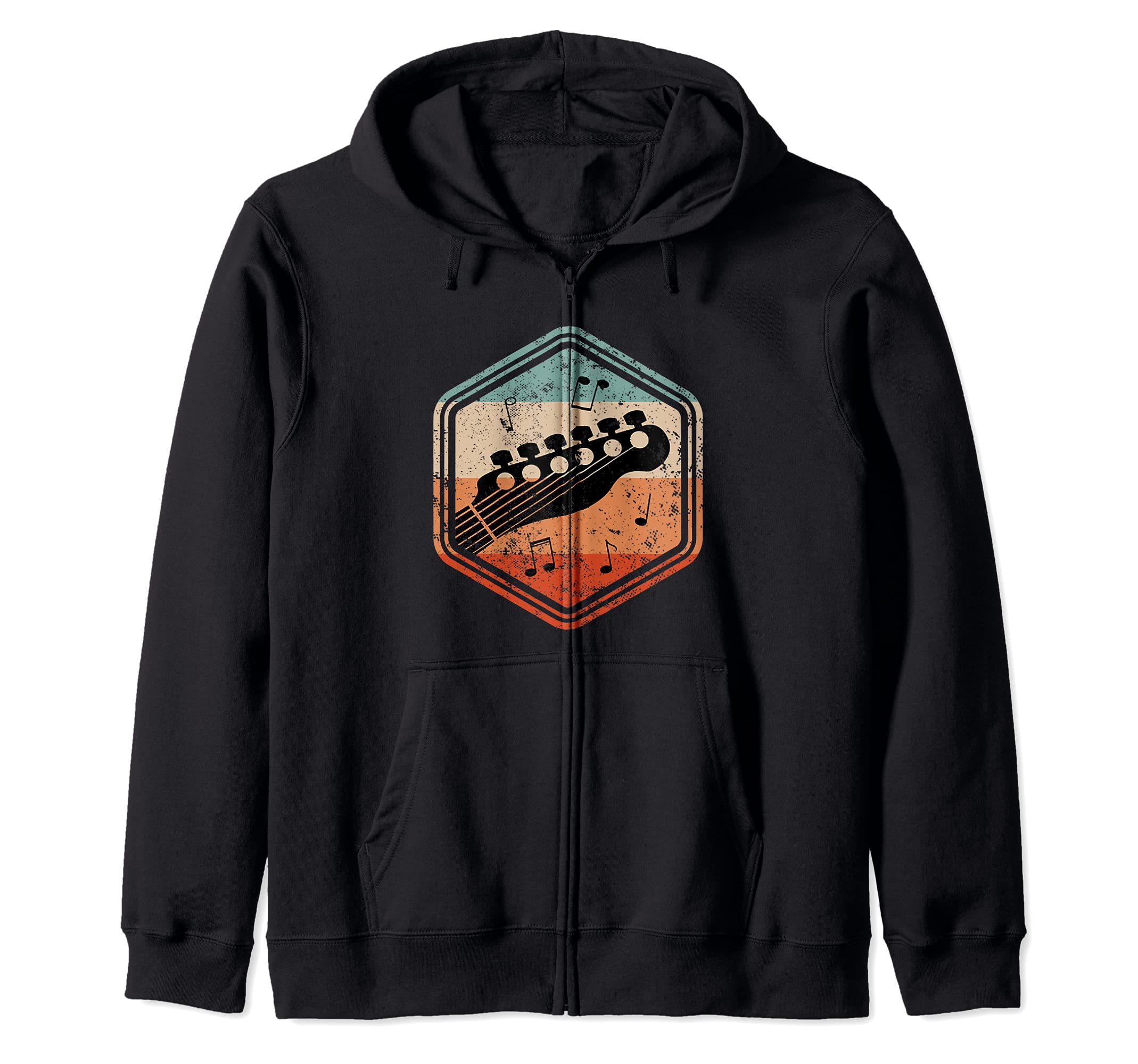Retro Guitar Musician Rock Band Guitarists Zip Hoodie