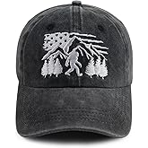 Xucamty Bigfoot Hats for Men Women, Funny Adjustable Washed Cotton Embroidered Wild Big Foot Sasquatch Baseball Cap