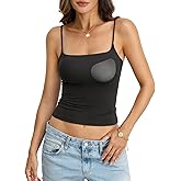 EasyGala Womens Double Lined Padded Crop Cami Tops Fitted Spaghetti Strap Tank Top Summer Basic Shirt Y2K Going Out Tops