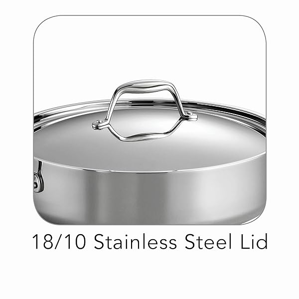 TRAMONTINA SIGNATURE TRI-PLY CLAD STAINLESS STEEL 6-QUART SAUTE PAN WITH LID, INDUCTION-READY COOKING PAN, DISHWASHER-SAFE, NSF-CERTIFIED, MADE IN BRAZIL