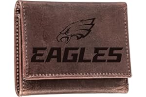 EVERGREEN Team Sports America NFL Philadelphia Eagles Brown Wallet | Tri-Fold | Officially Licensed Stamped Logo | Made of Leather | Money and Card Organizer | Gift Box Included