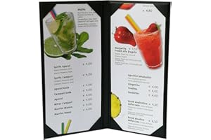 GBW 5 pcs of Restaurant Wine Menu Covers Holders 4.75" X 11" Inches, Double View,Sold by Box,with Clear PVC Sheets for Paper Protection