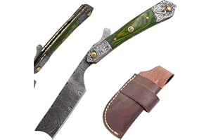 Old Ram Straight Razor | Straight-Edge-Razor Sharp High-Hardness Real Damascus Steel Cutthroat Straight Edge-Blade | Barber Razor