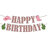 Western Birthday Party Decorations, Cowboy Party Decorations Happy Birthday Banner Glitter Western Party Decors Hanging Banner Cowgirl Birthday Party Decors, Cowboy Decors for Home Party Supplies