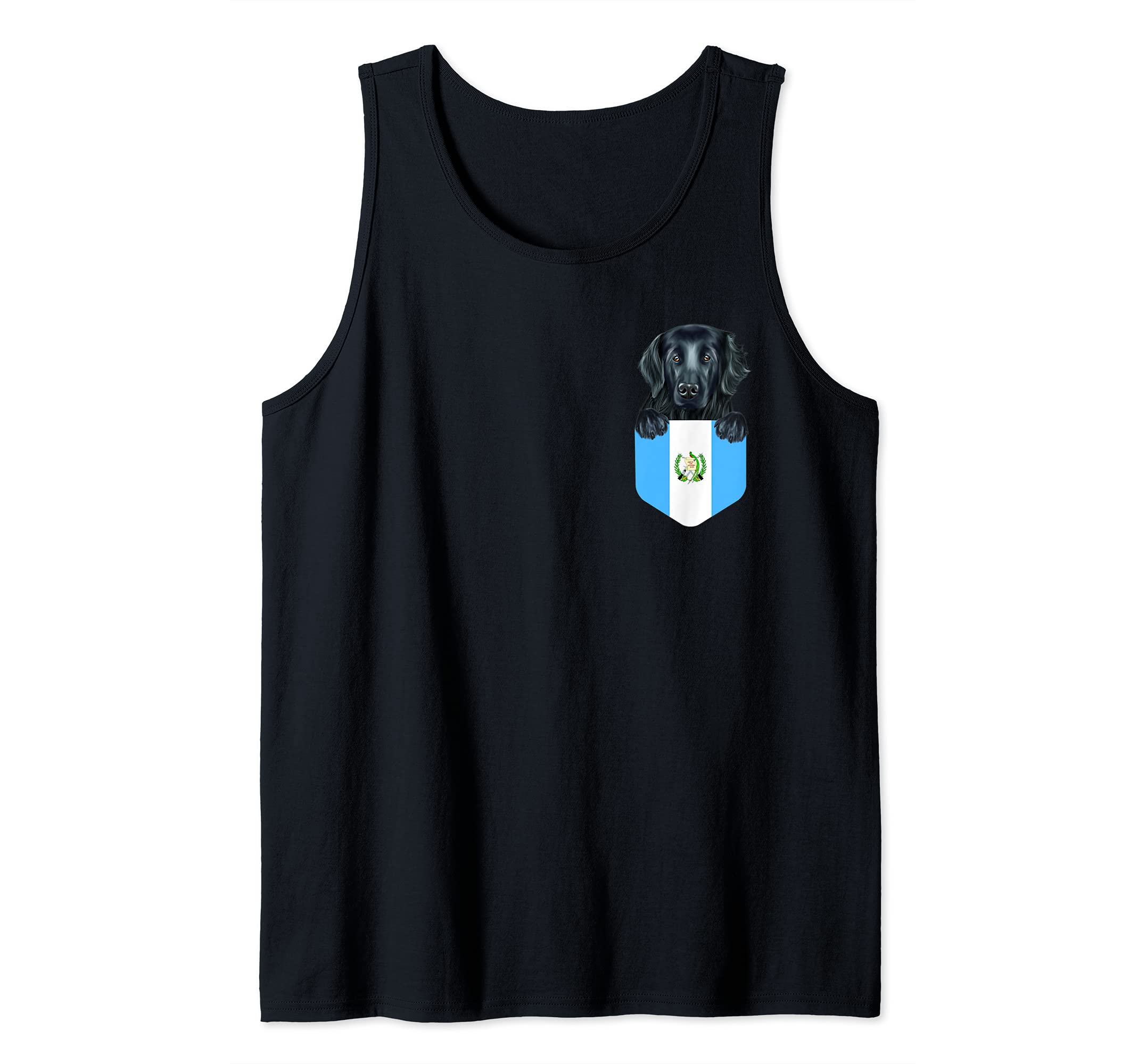 Guatemala Flag Flat-Coated Retriever Dog In Pocket Tank Top