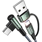 AINOPE 10 FT USB C Cable Fast Charging, 240W USB-C Charge Cable with Adapter, Fast Charger USB C Cable Supports 100W, Right Angle USB C Fit MacBook Pro/Air, iPad Pro/Air, iPhone 17/16/15, 10FT Grey