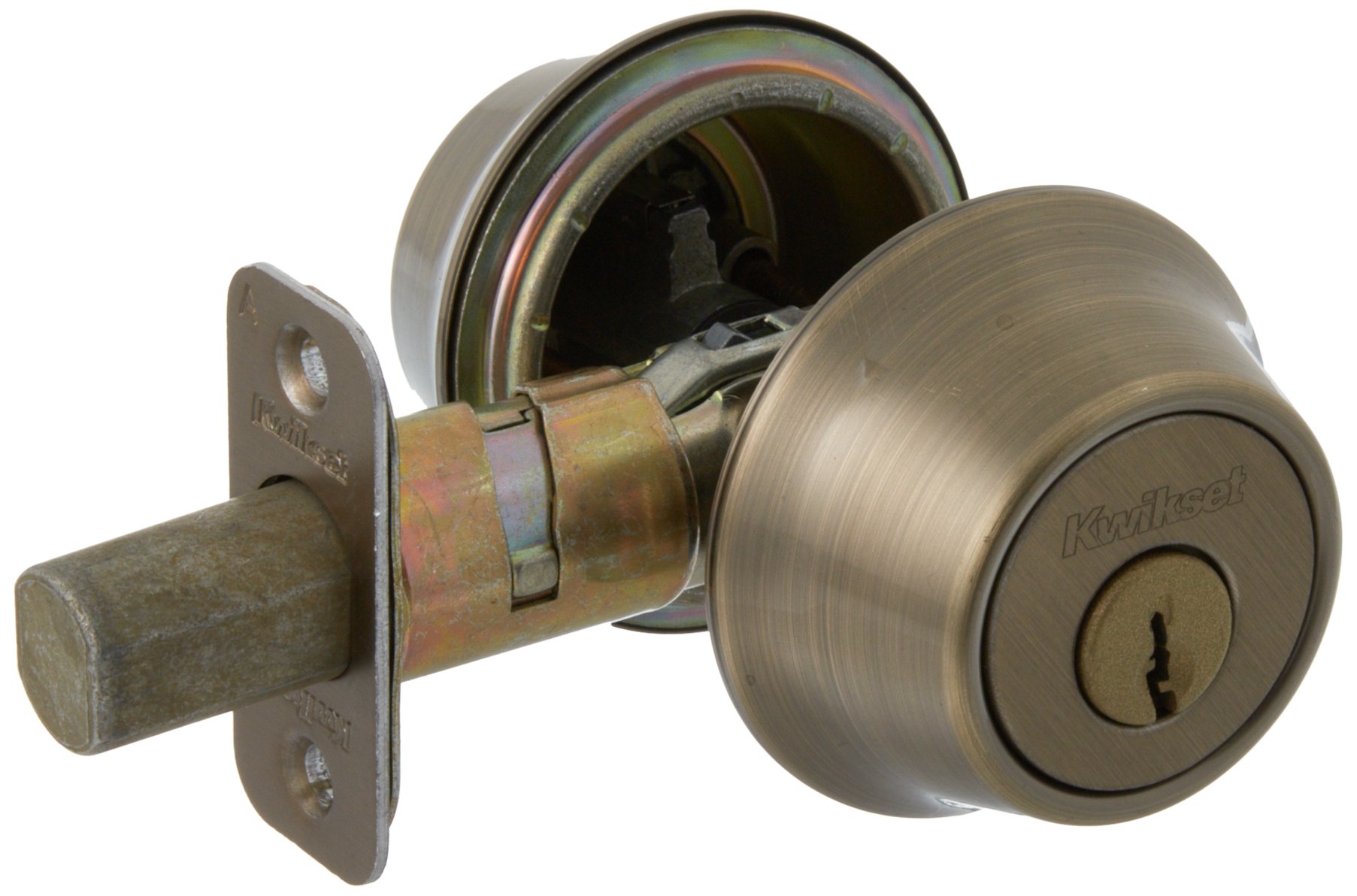Kwikset 96650-493 Security Double Cylinder Deadbolt, Antique Brass, 1