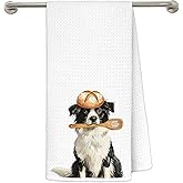 MKIJUHB Funny Border Collie Kitchen Dish Towels, Border Collie Gifts, Cute Baking Chef Dog Decorative Hand Tea Towels for Kitchen Bakery, Gifts for Baking Lovers Bakers, 16x24 Inch