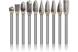 K Kwokker Tungsten Carbide Burr Set 1/8 Shank Diamond Files HRA85 Rotary Tool Accessory Kit, Drill Chucks Accessories for Dremel Rotary Drill Air Die Grinder for Metal Polishing, Wood Carving