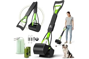 SHAZORY Pooper Scooper for Dogs & Cats – 28" Long Handle, Heavy-Duty Design with Bag Dispenser, Poop Scooper for Large Dogs, Dog Poop Scoop for Yard, Portable for Pet Parents & Dog Walkers