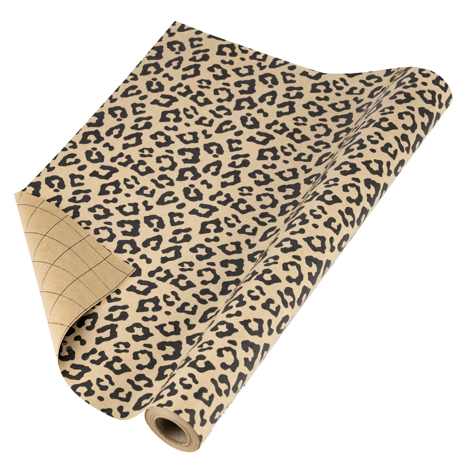 RUSPEPA Kraft Wrapping Paper Roll - Leopard Print Design for All Occasions - 43 cm x 10 m