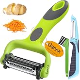 GANNK Potato Apple Vegetable Peelers for Kitchen, I and Y Peelers for Fruit Veggie Potatoes Carrot Cucumber, 3 in 1 Blade Spi