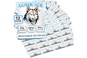 LUNA ICE Dry Ice Packs for Shipping - Long Lasting ice Packs - 24+ Hour Freeze Power - BPA Free - 12 Pack Bulk 3 lb – Hielo Seco - Reusable Gel Bricks for Food