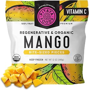 Pitaya Foods® Regenerative Organic Mango Bite-Sized Pieces, Pre-Packaged Frozen Fruit, No Added Sugar or Preservatives, Conta