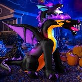 MICOCAH 7 FT Halloween Inflatables Outdoor 2 Headed Dragon Decorations | Built-in Rotating LED Lights, Giant Size, Easy Setup, Windproof Ropes & Stakes, Outside Garden Lawn Yard Scary Blow Ups