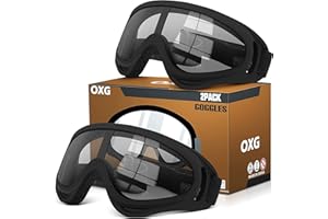 OXG 2 Pairs Motorcycle Goggles Fit Helmet, ATV Ski Goggles Anti-UV Dustproof Windproof Dirt Bike Goggles for Youth Men Women