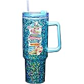 Spoontiques Beach 40oz Glitter Acrylic Travel Mug - Double Wall Acrylic with Sliding Lock Travel Lid and Straw - 11" Tall