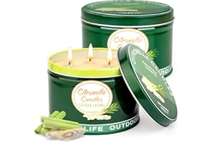 KIYTARBOO Citronella Candles Outdoor, Large Citronella Candles Outdoor, 2 Pack 12.5oz Summer Indoor Candle Bulk for Patio Home Garden Yard Balcony Camping Decorative, 150H Long Burning, 3 Wick