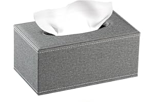 YAPISHI Leather Tissue Box Cover Rectangle,Tissues Box Holder,Modern Rectangular Facial Paper Towels Organizer,Box Tissue Dispenser Decor Accessories for Bathroom NightStand Coffee Table Desk Home Office,Grey