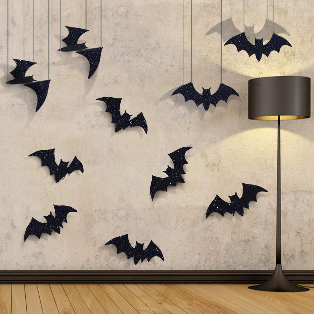 Pawliss Halloween Decorations 10 Pcs Hanging Bats And Wall Decals