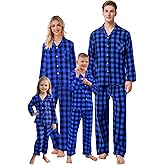 QZH.DUAO Family Christmas Pjs Matching Sets Plaid Pajamas Long Sleeve Holiday Sleepwear Set Loungewear Set