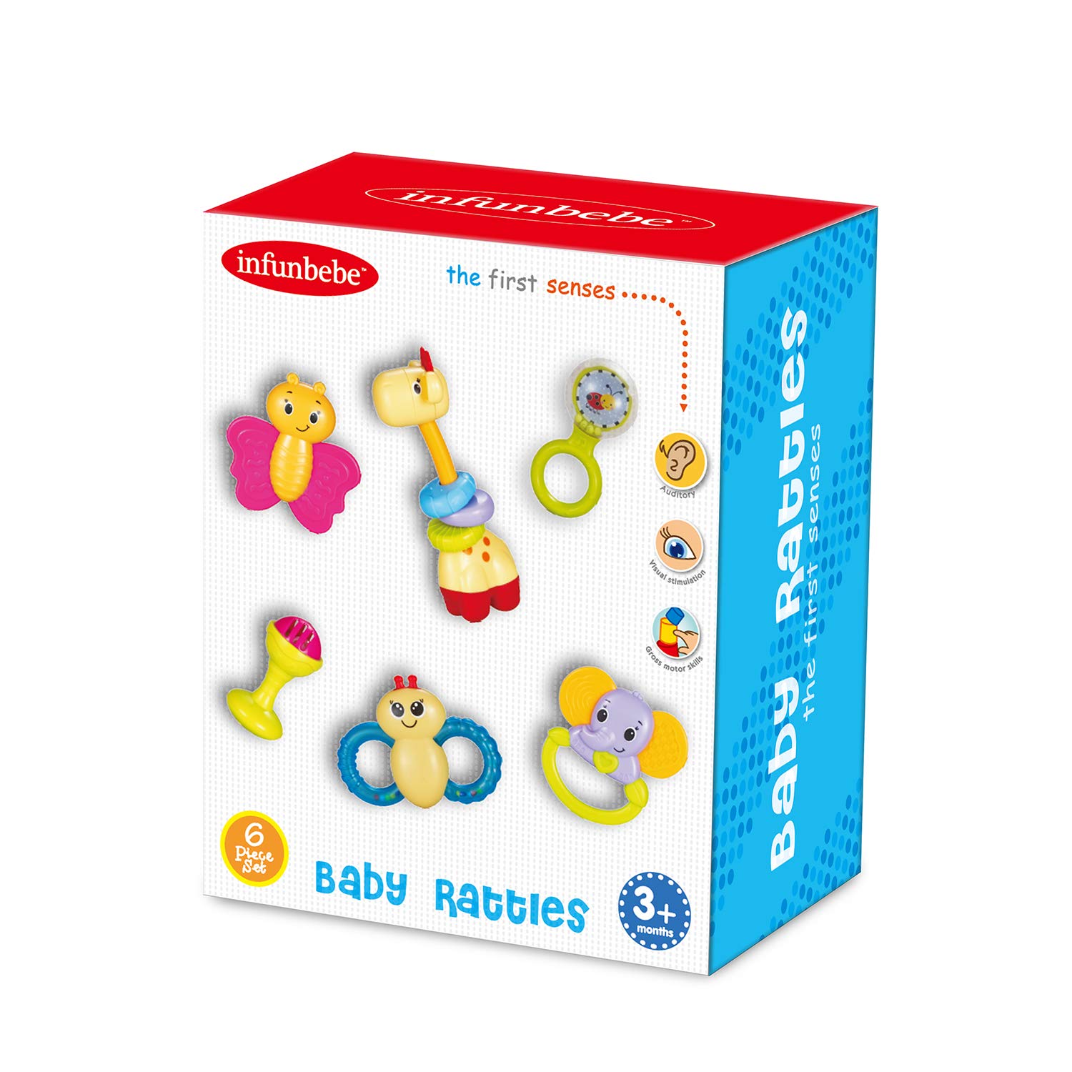 infunbebe Baby Rattles Teether Toy, Grab, Shaker & Spin Rattle, First