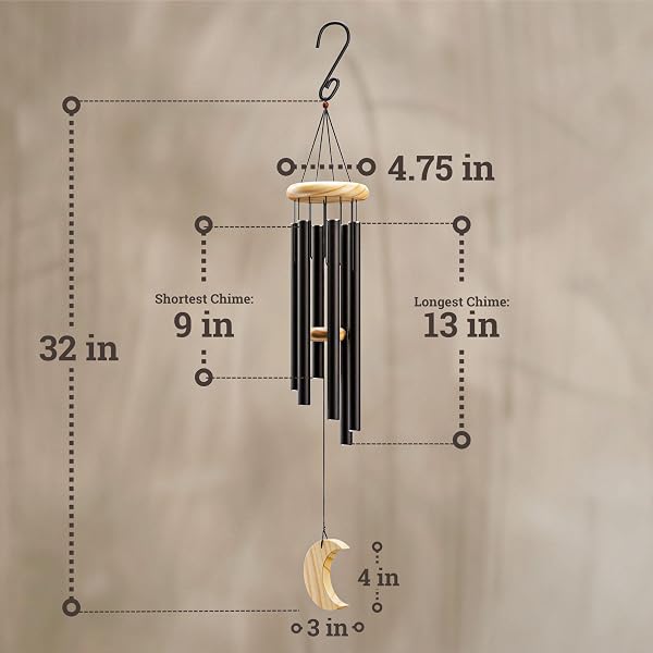 WIND CHIMES FOR OUTSIDE – 32″ ALUMINUM & PINE WOOD RELAXING WINDCHIMES OUTDOORS UNIQUE – LARGE WIND CHIME – MEMORIAL WIND CHIMES FOR LOSS OF LOVED ONE – MEMORIAL WINDCHIMES IN MEMORY OF A LOVED ONE