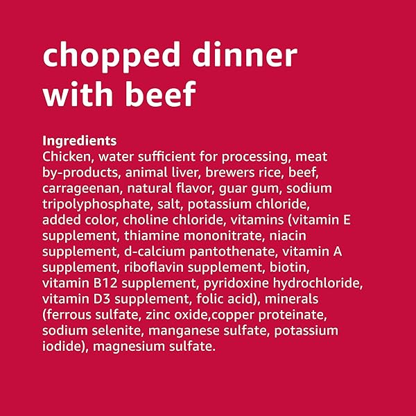 AMAZON BASICS CHOPPED GROUND DINNER WET DOG FOOD VARIETY PACK, FILET MIGNON FLAVOR AND WITH BEEF, MADE WITH NATURAL INGREDIENTS, 13.2OZ CANS (PACK OF 12)