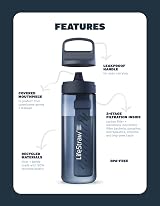LifeStraw Go Series Water Filter Bottle 22oz Nordic Noir BPA-Free Travel view 9