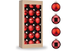Amooca Christmas Glass Balls Decoration Festival Party Home Decors Holiday Xmas Tree Hanging Ornaments Set 18pc 1.8in Wine Red