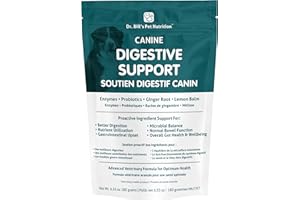 Dr. Bill’s Canine Digestive Support | Probiotics & Prebiotics for Dogs | Gut Health Pet Supplements | Contains Ginger Root, P