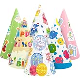 WERNNSAI Birthday Party Hats 12 PCS Assorted Themes Cone Paper Headbands | Easy DIY Party Hats with Elastic Strings, Birthday Party Supplies, Assorted Styles &amp; Sizes for Kids, Adults &amp; Stuffed Animals