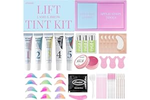 Lomansa Lash Lift and Tint Kit, Eyelash Lift and Tint Strong Hold Lash Lift Glue 4 Weeks Curl & Natural Darker Black Lashes, 