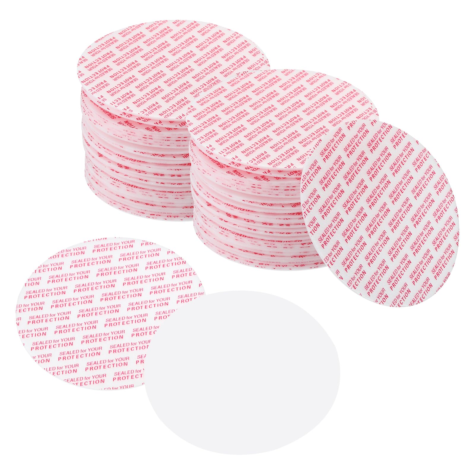 PATIKIL 67mm/2.61inch Foam Lid Liner, 200Pcs PS Foam Resistant Tamper Pressure Sensitive Seal for Bottle Cap Liners Seals, White Red