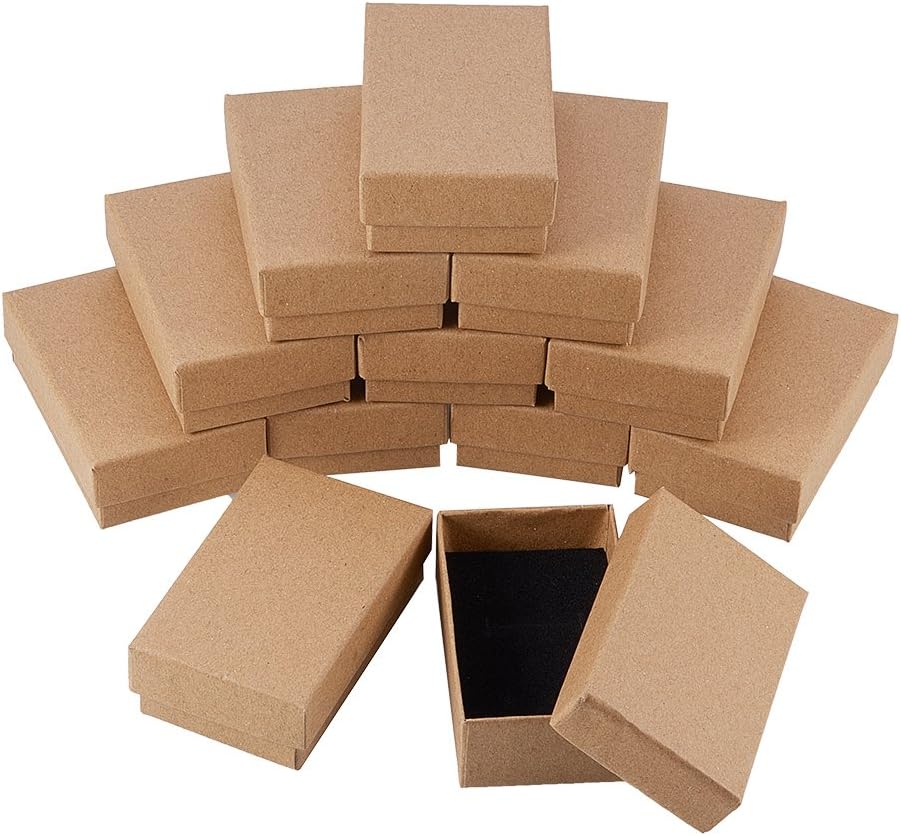 6 Boîtes à Bijoux En Carton Avec Doublure éponge - 9x9x3 Cm - Pour Bagues, Boucles D'oreilles, Rangement Ou Cadeau