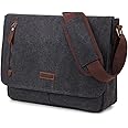 Messenger Bag for Men and Women, Canvas Leather 14 Inch Laptop Messenger Bag Shoulder Bag for Work VONXURY